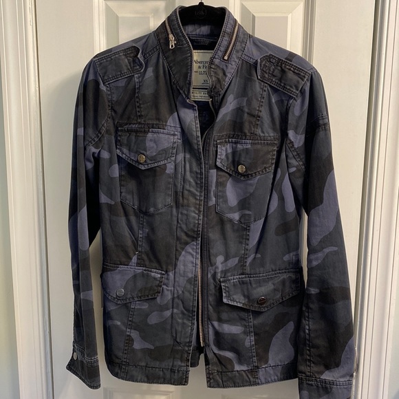 Abercrombie & Fitch Navy Blue Camo Utility Jacket - Picture 3 of 7